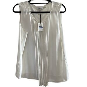 Calvin Klein X-Large white tank top with long  fringe perfect under blazer